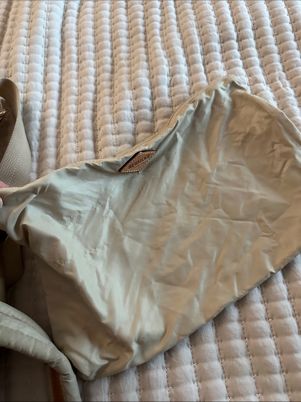 MZ WALLACE Two-Tone Quilted Tote in Cream and Tan Small - Picture 12 of 16
